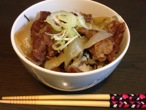 圧力鍋で牛すじ丼